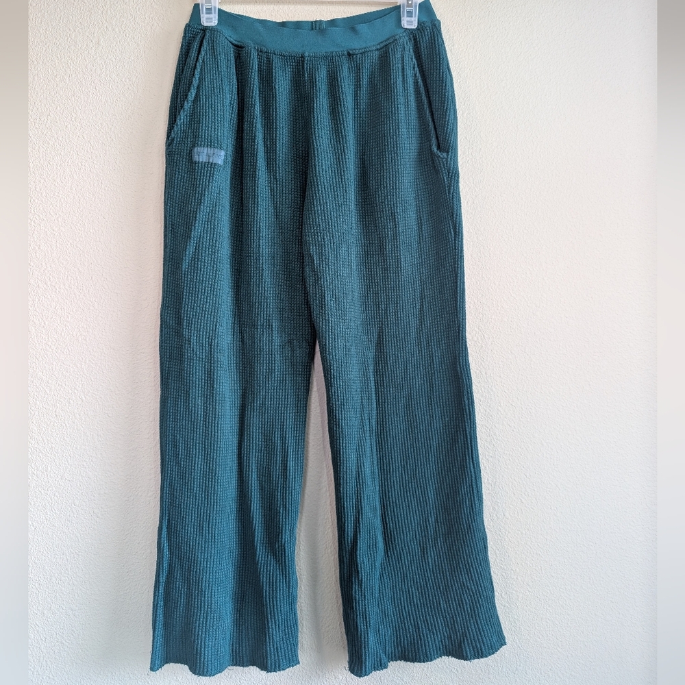 Set Active Size Small Wide-Leg Lounge Pants Waffle Knit With Elastic Waist Band